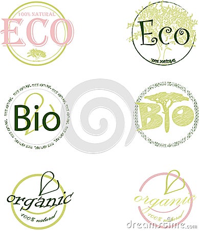 Kit Bio,Eco, Organik sticker, label, badge and logo. Cartoon Illustration